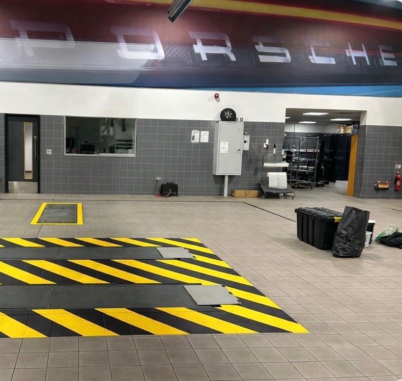 Porsche Norwich City — hazard hatching completed